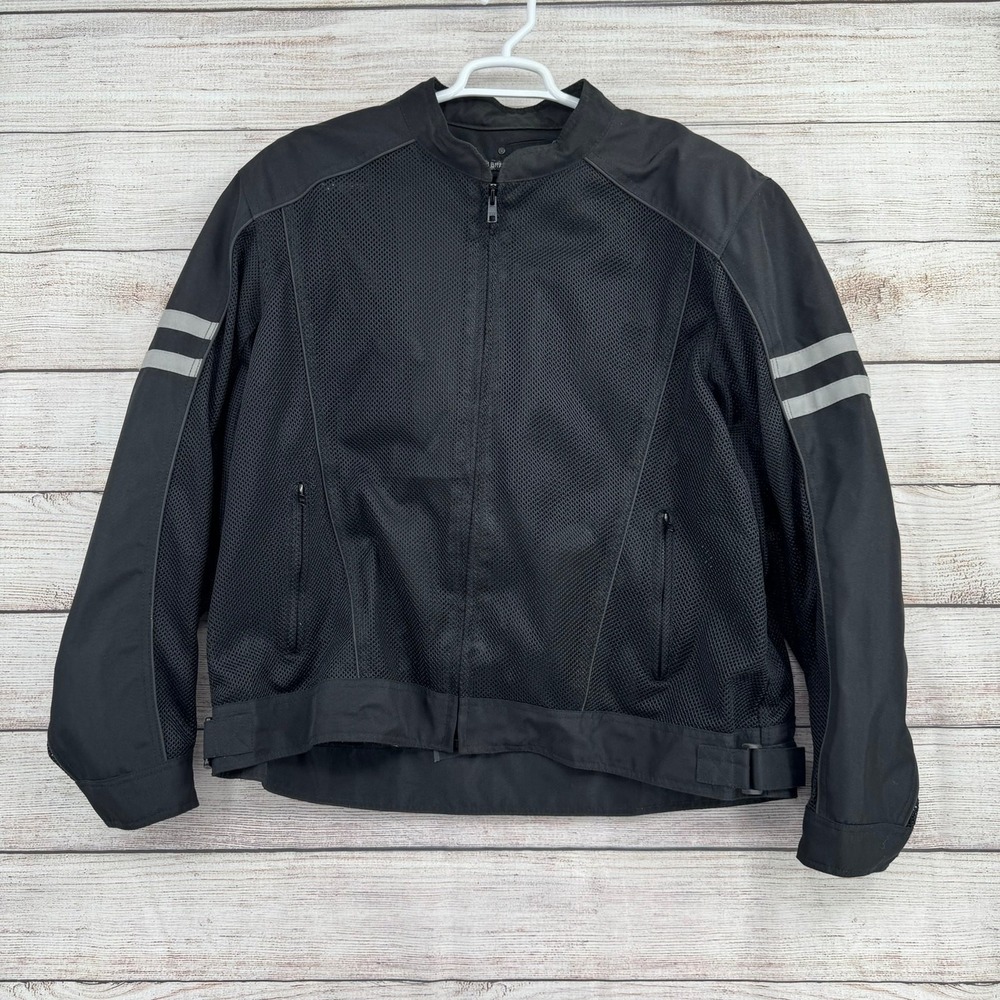 Black Brand Armored Motorcycle Jacket Mens 3XL Black Mesh‎ Nylon Back Elbow